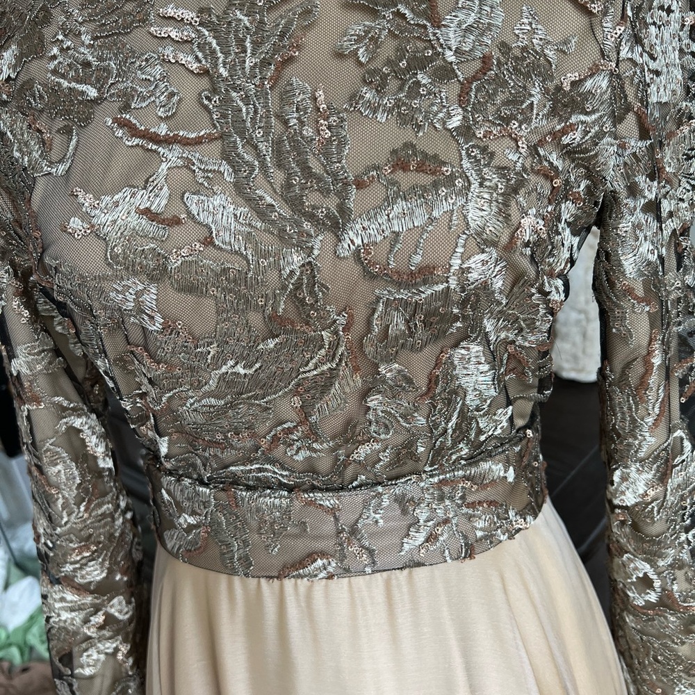Gold iridescent long sleeve maxi dress